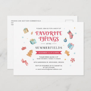 Christmas Holiday Favourite Things Gift Swap Party Invitation Postcard