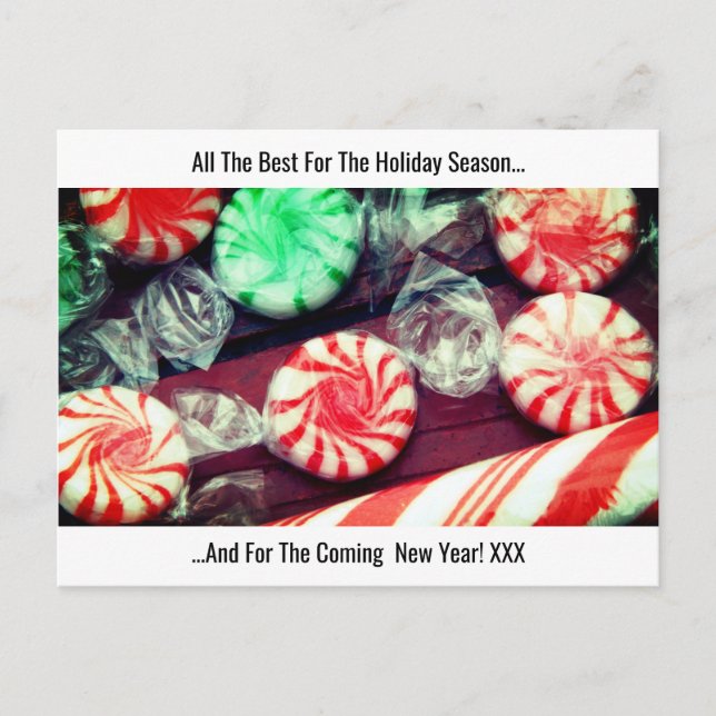 Christmas Holiday festive Candy Cane& hard candies Postcard (Front)