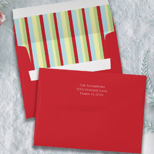 Christmas Holiday Festive Cute Colourful Striped  Envelope