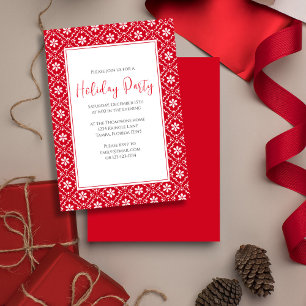 Christmas Holiday Festive Red Simple Snowflake Invitation