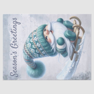 Christmas Holiday Festive Skiing Gnome Tissue Paper