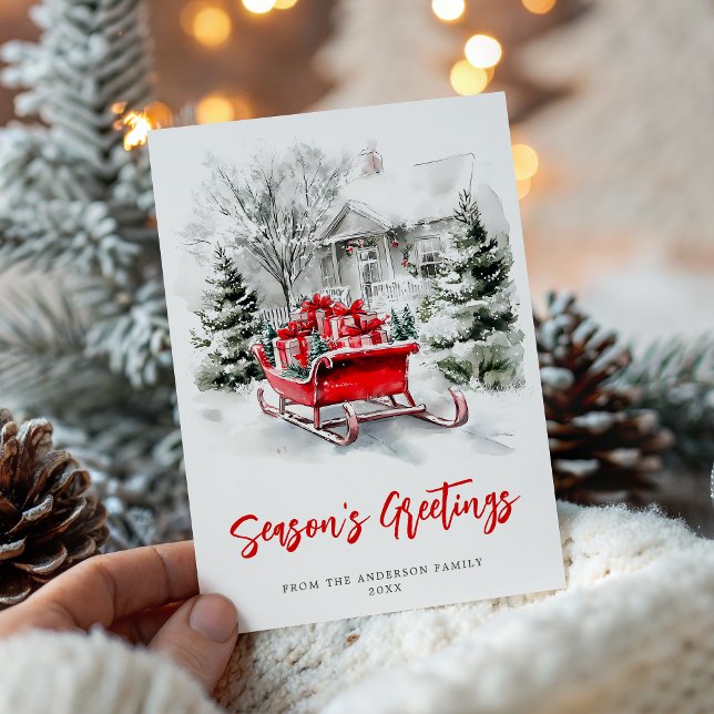 Christmas Holiday Festive Sleigh Watercolor (Creator Uploaded)