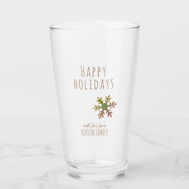 Christmas Holiday Festive Snowflake Personalised Glass (Front)