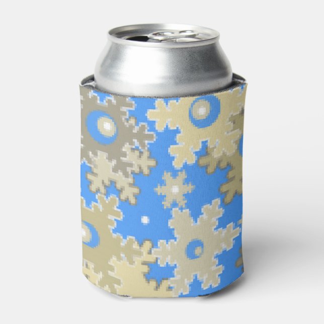 Christmas holiday festive winter snowflakes bright can cooler (Can Front)