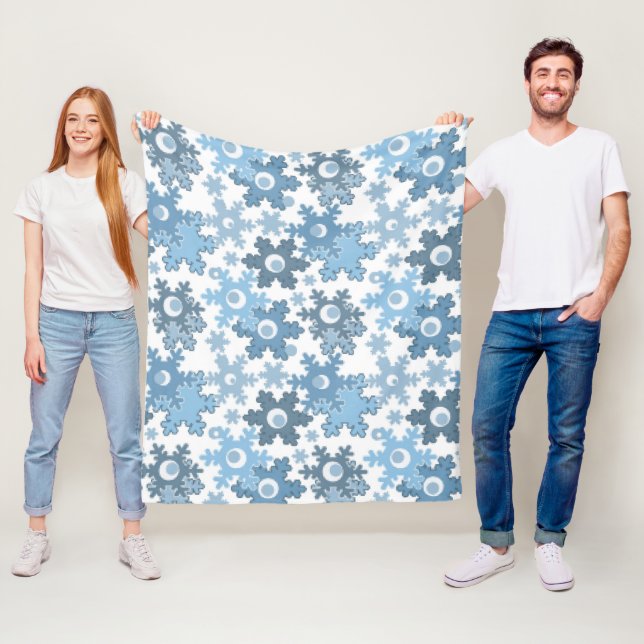 Christmas holiday festive winter snowflakes bright fleece blanket (In Situ)