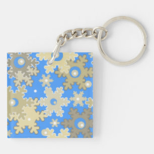 Christmas holiday festive winter snowflakes bright key ring