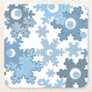 Christmas holiday festive winter snowflakes bright square paper coaster