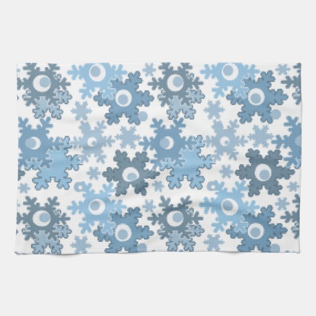 Christmas holiday festive winter snowflakes bright tea towel (Horizontal)