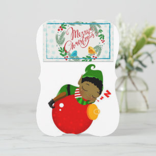 Christmas Holiday Flat Greeting Card, African Card