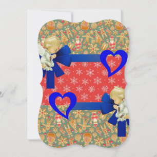 Christmas Holiday Flat Greeting Card, Angel Card