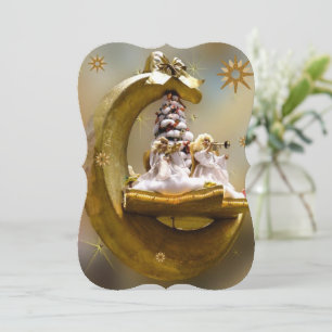 Christmas Holiday Flat Greeting Card, Angel Card