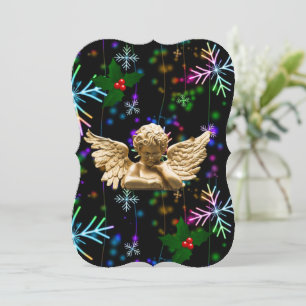 Christmas Holiday Flat Greeting Card, Angel Card