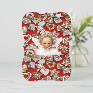 Christmas Holiday Flat Greeting Card, Angel Card