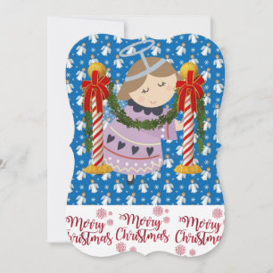 Christmas Holiday Flat Greeting Card, Angel Card