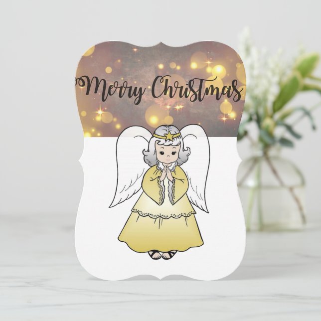 Christmas Holiday Flat Greeting Card, Angel Card (Standing Front)
