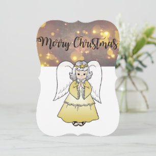 Christmas Holiday Flat Greeting Card, Angel Card