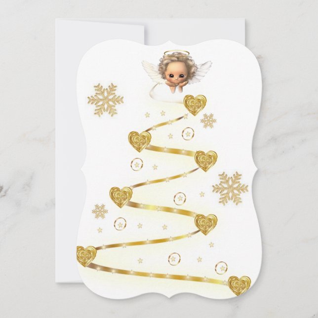Christmas Holiday Flat Greeting Card, Angel Card (Front)