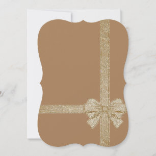 Christmas Holiday Flat Greeting Card, Beige Bow Card