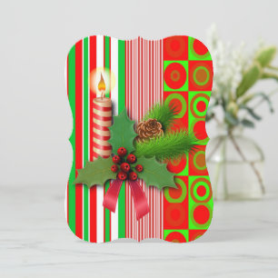 Christmas Holiday Flat Greeting Card, Candle Card