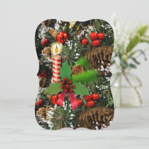 Christmas Holiday Flat Greeting Card, Candle Card