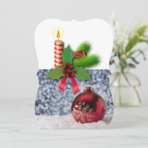 Christmas Holiday Flat Greeting Card, Candle Card