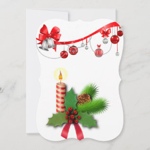 Christmas Holiday Flat Greeting Card, Candle Card