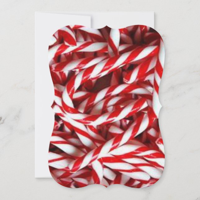 Christmas Holiday Flat Greeting Card, Candy Cane Card (Front)