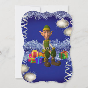 Christmas Holiday Flat Greeting Card, Elf Card