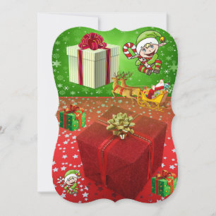 Christmas Holiday Flat Greeting Card, Elf Card