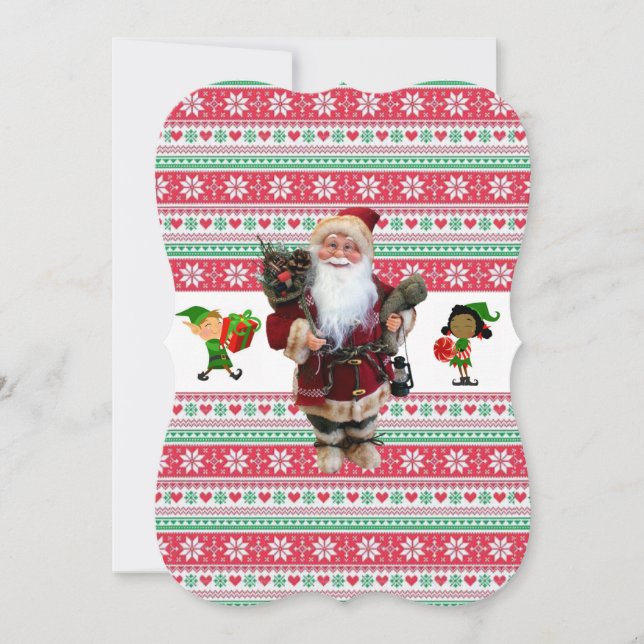 Christmas Holiday Flat Greeting Card, Elf Card (Front)