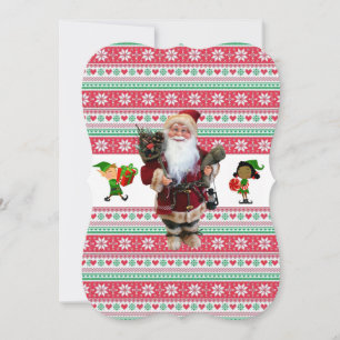 Christmas Holiday Flat Greeting Card, Elf Card