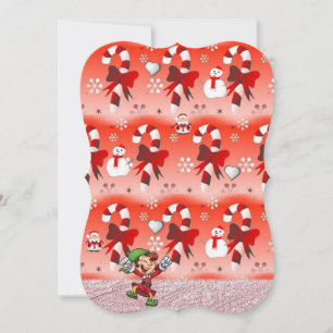 Christmas Holiday Flat Greeting Card, Elf Card