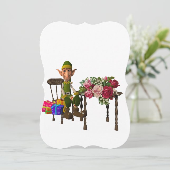 Christmas Holiday Flat Greeting Card, Elf Card (Standing Front)