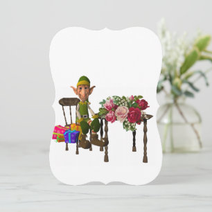 Christmas Holiday Flat Greeting Card, Elf Card