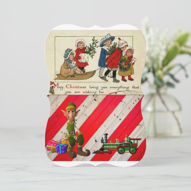 Christmas Holiday Flat Greeting Card, Elf Card (Standing Front)