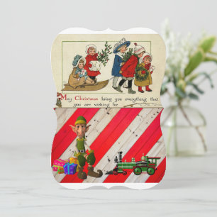 Christmas Holiday Flat Greeting Card, Elf Card