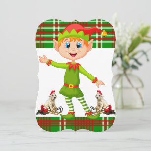 Christmas Holiday Flat Greeting Card, Elf Card