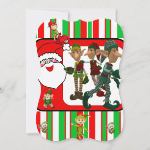Christmas Holiday Flat Greeting Card, Elf Card