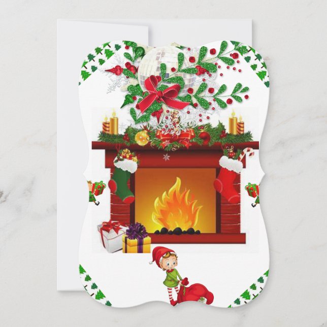 Christmas Holiday Flat Greeting Card, Elf Card (Front)