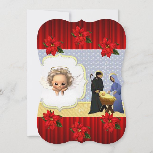 Christmas Holiday Flat Greeting Card, Jesus Christ Card (Front)