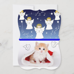 Christmas Holiday Flat Greeting Card, Kitten Card