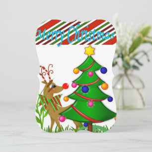 Christmas Holiday Flat Greeting Card, Merry Card
