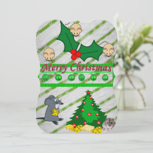 Christmas Holiday Flat Greeting Card, Mice Card