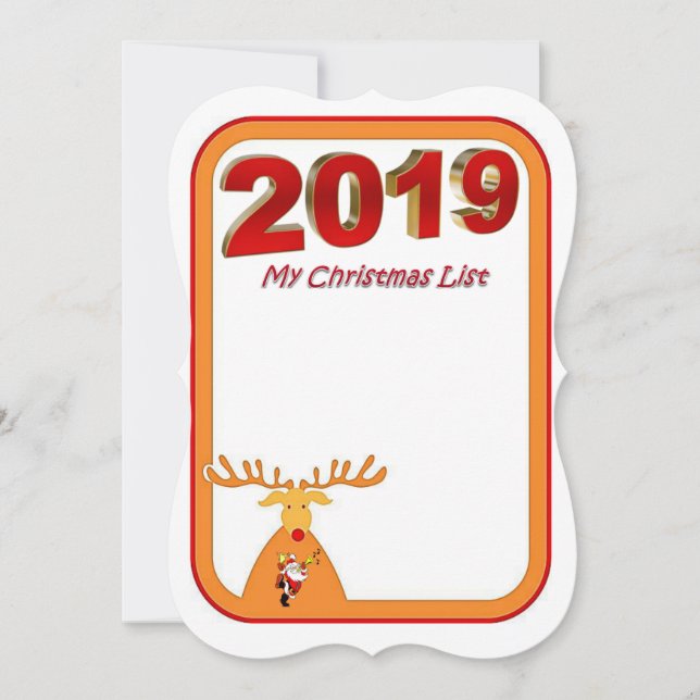 Christmas Holiday Flat Greeting Card, Santa 2019 Card (Front)