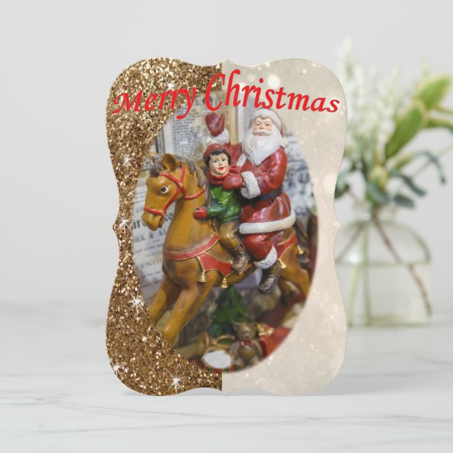 Christmas Holiday Flat Greeting Card, Santa Card (Standing Front)