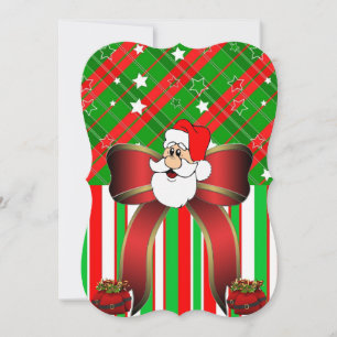 Christmas Holiday Flat Greeting Card, Santa Card