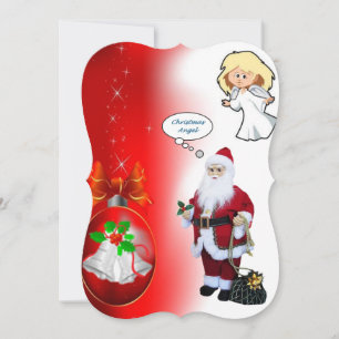 Christmas Holiday Flat Greeting Card, Santa Card
