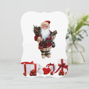 Christmas Holiday Flat Greeting Card, Santa Card