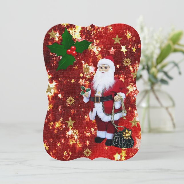 Christmas Holiday Flat Greeting Card, Santa Card (Standing Front)