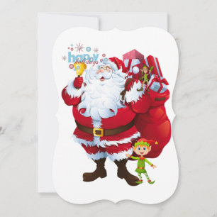 Christmas Holiday Flat Greeting Card, Santa Card